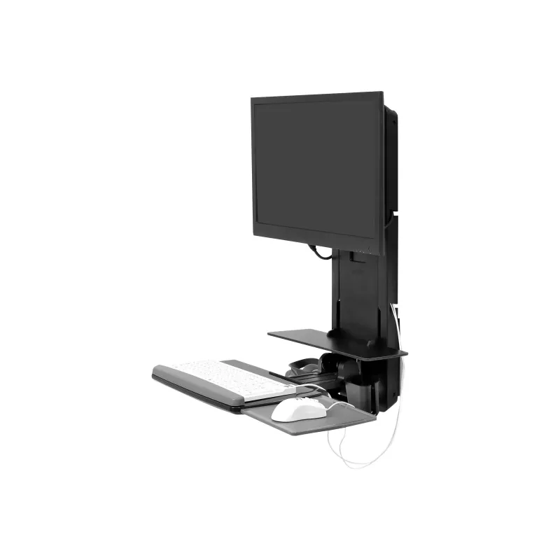 Ergotron Sit-Stand Vertical Lift, Patient Room - Montavimo rinkinys (riešo atrama, pelės laikiklis, vertikalaus reguliavimo bėgelis, brūkšninių kodų skaitytuvo laikiklis, klaviatūros padėklas, monitoriaus ranka, ištraukiamas pelės padėklas)