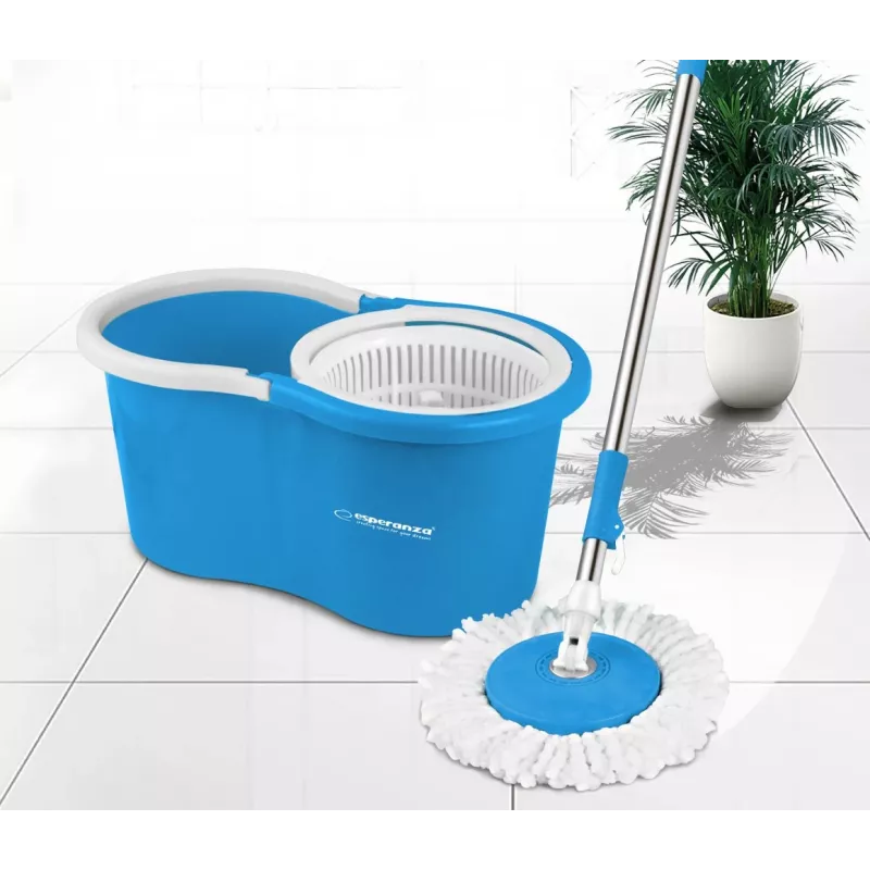 Esperanza EHS005 Rotacinė šluostė su gręžimo mechanizmu, teleskopine rankena, 6 l kibiru, 2 mikropluošto antgaliais, žalia/ pilka