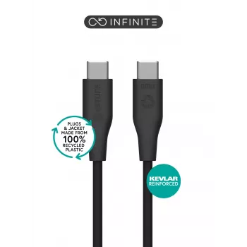 ESTUFF INFINITE (GRS) USB-C į USB-C laidas 1,2 m 10Gbps 100W PD 4K DisplayPort Alt Mode – juodas