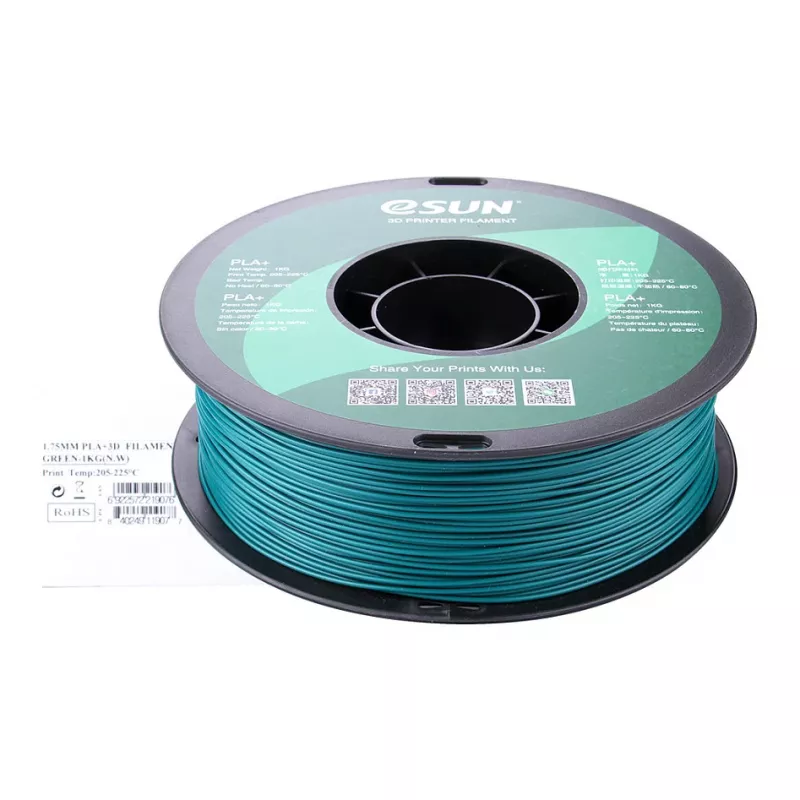 ESUN PLA+ 1,75 mm žalios spalvos 1 kg 3D spausdinimo filamentas