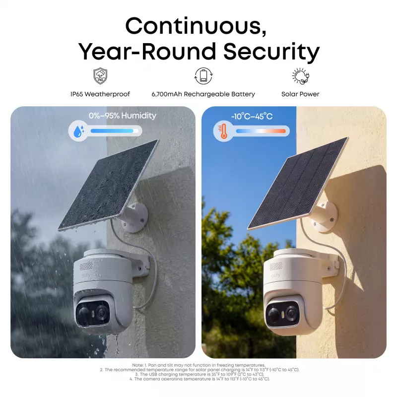 eufy eufyCam C36 solo 4K UHD belaidė saulės energijos vaizdo kamera, balta