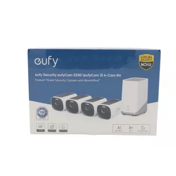 eufy eufyCam S330 4+1 komplektas 4K UHD saulės energija varoma apsaugos kamerų sistema su HomeBase 3