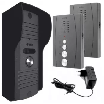 EURA ADP-51A3 DIFESA Audio durų telefono rinkinys – 1 šeimai, 2 rageliai, domofonas, grafitas