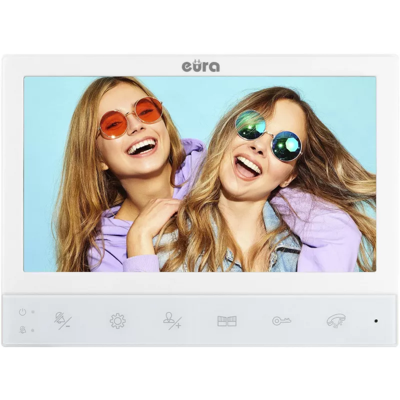EURA VDP-80C5 dviejų šeimų vaizdo domofono sistema, balta, 2x 7 inch LCD, FHD, 1080p kamera, RFID skaitytuvas, montuojama ant paviršiaus