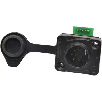 EUROLITE IP XLR rinkinys 5 kontaktų kištukas/lizdas, IP65, cinko lydinio korpusas, litavimo kontaktai, juodas 30208439