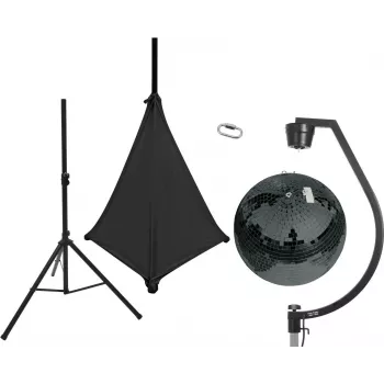 EUROLITE veidrodinis rutulys 50 cm juodas su stovu ir juodu audeklu 20000709