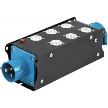 EUROLITE SAB-62X 19 colių 2U 3 fazių maitinimo skirstytuvas su 6 Schuko lizdais, 16A CEE įėjimu, 11kW 60003755