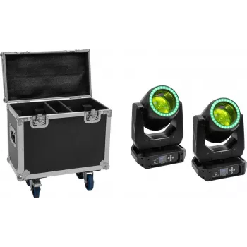 EUROLITE rinkinys 2x LED TMH-B120 Hypno Moving-Head Beam + Flightcase su ratukais