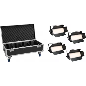 EUROLITE rinkinys 4x LED PLL-576 CW/WW panelė + dėklas su ratukais DMX 576 LED 3000-6000K