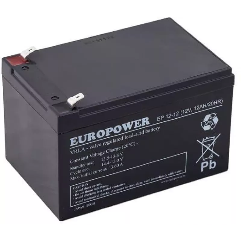 Europower EP12-12 12V 12Ah AGM akumuliatorius