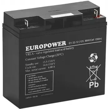 EUROPOWER EV Series AGM akumuliatorius 12V 20Ah (C10) giliai ciklinis VRLA