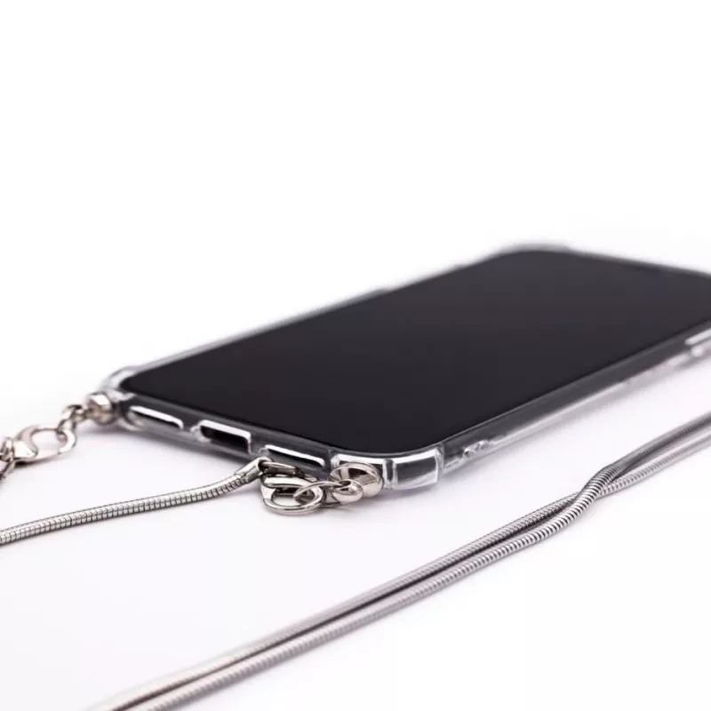 Evelatus Apple iPhone 11 Pro Max Silicone Transparent with Necklace TPU Strap Silver