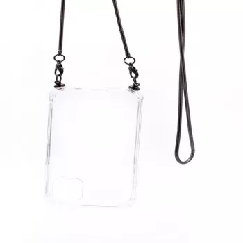 Evelatus Apple iPhone 11 Pro Max Silicone Transparent with Necklace TPU Strap Space Gray