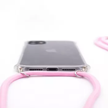 Evelatus Apple iPhone 11 Silicone Transparent Case su Kaklo Dirželiu TPU Skaidriai Rožinė