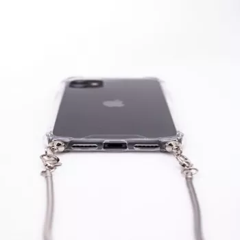 Evelatus Apple iPhone 11 Silicone Transparent with Necklace TPU Strap Silver