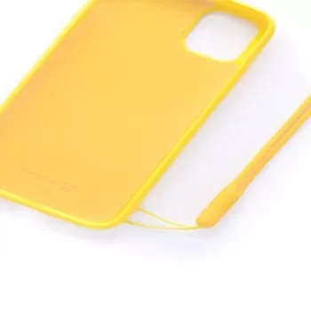 Evelatus Apple iPhone 11 Soft Touch silikoninis dėklas su dirželiu geltonas