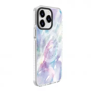 Evelatus Apple iPhone 15 Pro PC+TPU dėklas su MagSafe - Marmuro raštas, violetinė