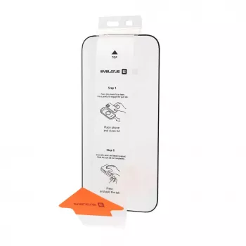 Evelatus Apple iPhone 18 Pro Flip Glass Magic Easy Install ekrano apsauginis stiklas (be mažmeninės pakuotės) – juodas rėmelis