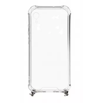 Evelatus Apple iPhone XR Silicone Transparent with Necklace TPU Strap Silver