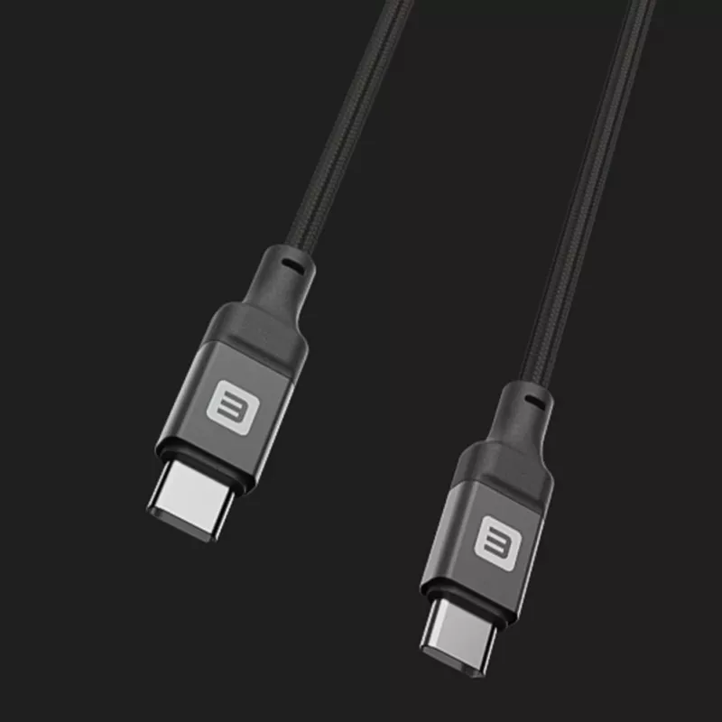 Evelatus Coiled USB-C į USB-C laidas 1,2 m 60W PD pintas juodas