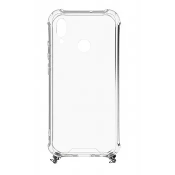 Evelatus Huawei P Smart 2019 Silicone Transparent with Necklace TPU Strap Silver