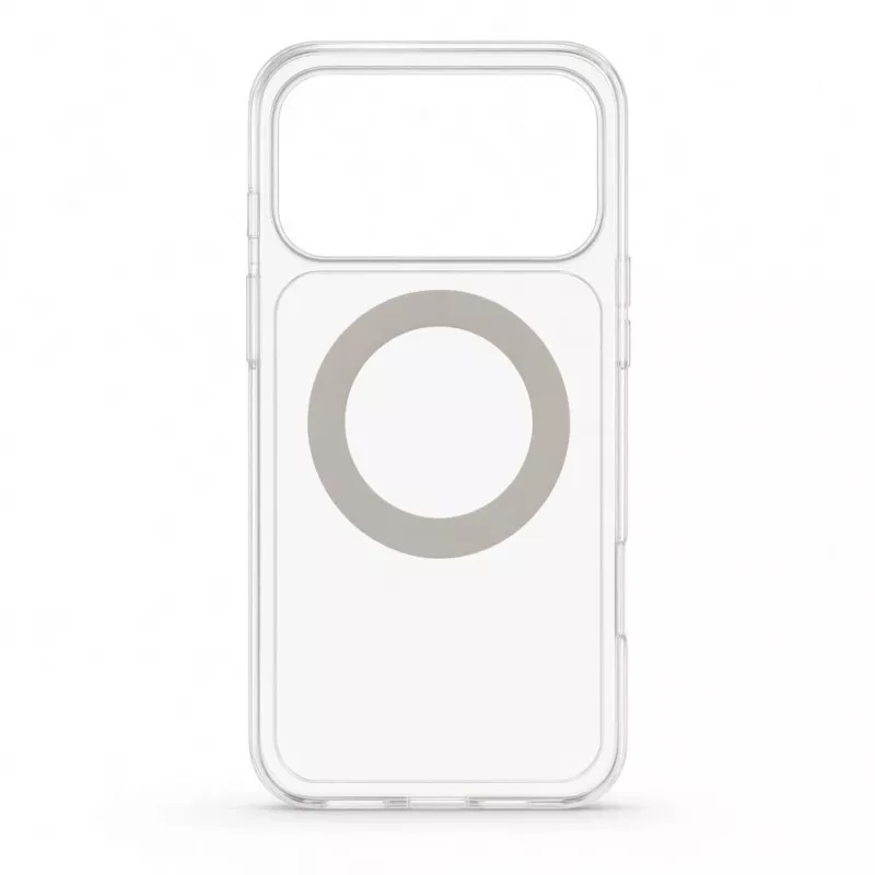 Evelatus Hybrid dėklas su MagSafe ir 360° metaliniu stoveliu, skirtas iPhone 17 Pro Max, permatomas