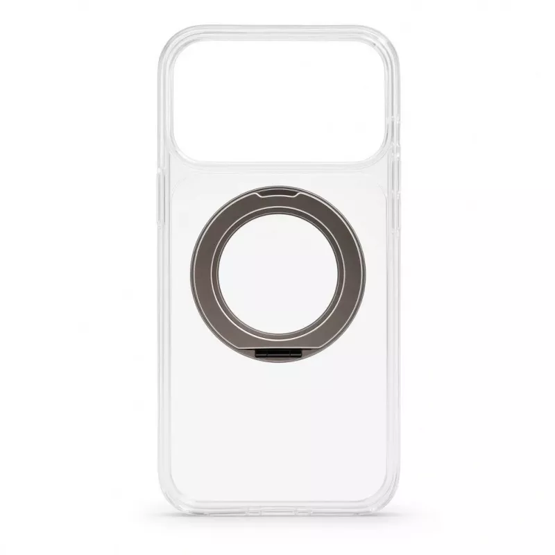 Evelatus Hybrid dėklas su MagSafe ir 360° metaliniu stoveliu, skirtas iPhone 17 Pro Max, permatomas