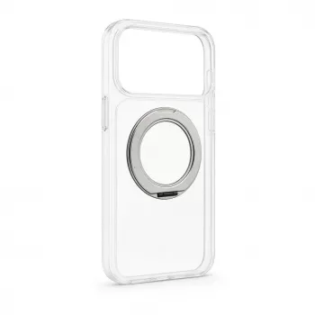 Evelatus Hybrid dėklas su MagSafe ir 360° metaliniu stoveliu, skirtas iPhone 17 Pro Max, permatomas