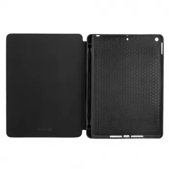 Evelatus iPad 10.2 planšetinio kompiuterio dėklas su imitaciniu mikropluoštu viduje, juodas