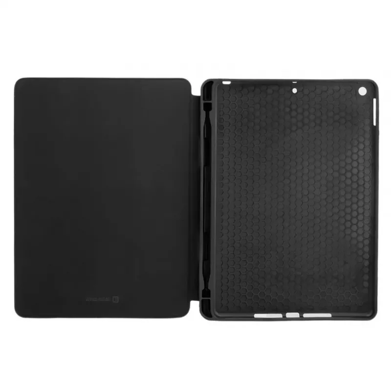 Evelatus iPad 10.2 planšetinio kompiuterio dėklas su imitaciniu mikropluoštu viduje, juodas