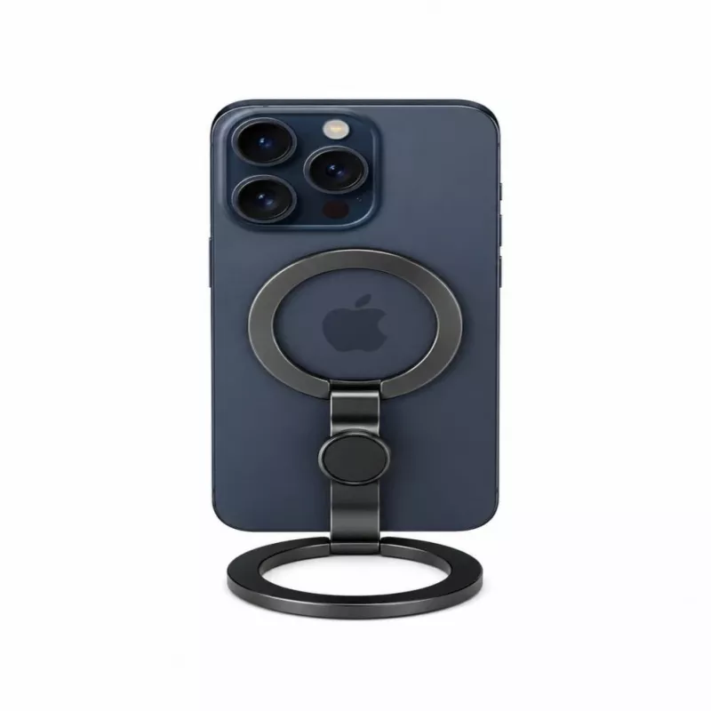 Evelatus magnetinis telefono metalinis žiedinis laikiklis juodas