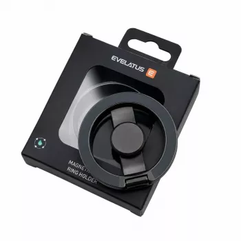 Evelatus magnetinis telefono metalinis žiedinis laikiklis juodas