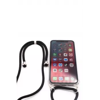 Evelatus Samsung A30s Dėklas su Virvute Juodas Skaidrus