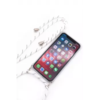 Evelatus Samsung Galaxy A10s Dėklas su Virvele Baltomis Juostomis Skaidrus