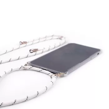 Evelatus Samsung Galaxy A50s dėklas su virvute White Stripes permatomas
