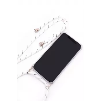 Evelatus Samsung Galaxy A50s dėklas su virvute White Stripes permatomas