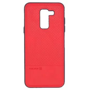 Evelatus Samsung Galaxy A6 Plus 2018 TPU dėklas su metaline plokštele magnetiniam laikikliui raudonas