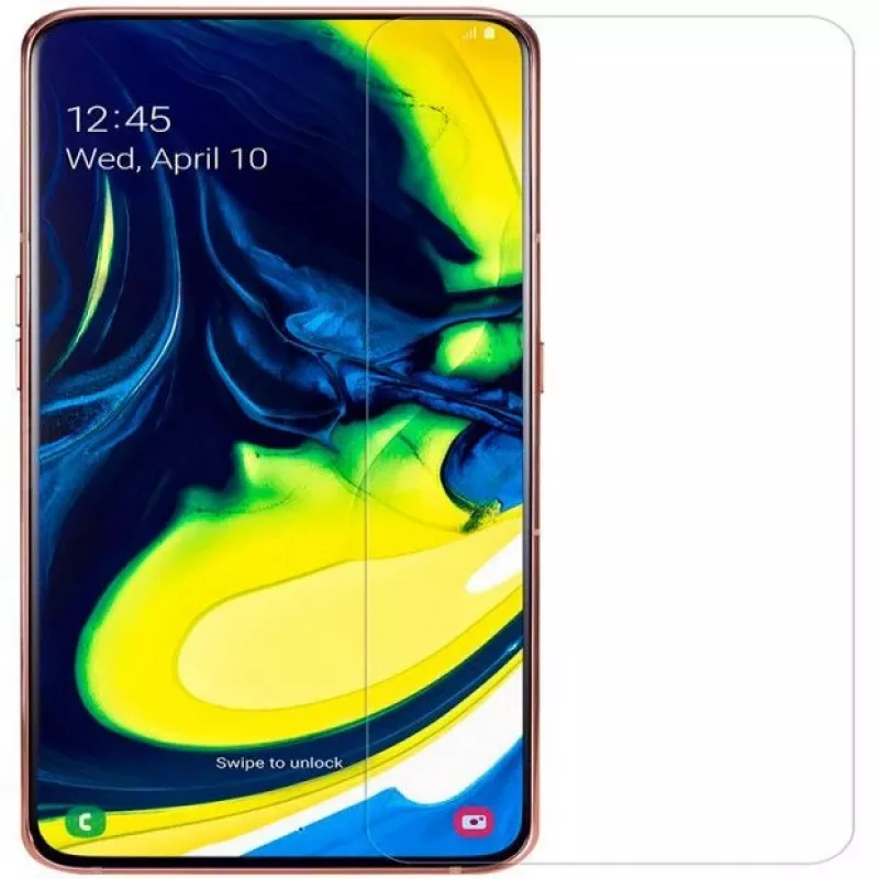 Evelatus Samsung Galaxy A80 0,33mm Flat Clear Tempered Glass Screen Protector su Japan Glue ir Antistatine Danga