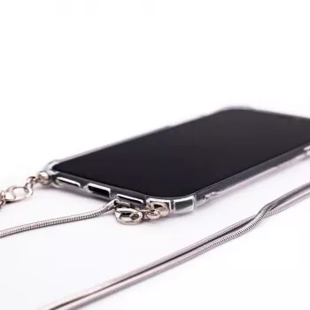 Evelatus Xiaomi Redmi 8 Silikoninis permatomas dėklas su pakabinamu TPU dirželiu sidabrinis