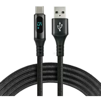 everActive CBB-1CBL USB-A į USB-C pintas laidas su LCD galios ekranu, 1 m, 3A, juodas