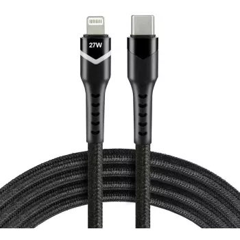 everActive CBB-1CIR USB-C į Lightning RGB LED laidas 1 m, 27 W PD, juodas