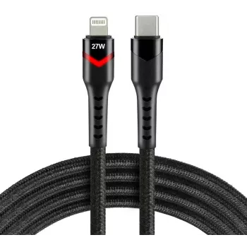 everActive CBB-1CIR USB-C į Lightning RGB LED laidas 1 m, 27 W PD, juodas