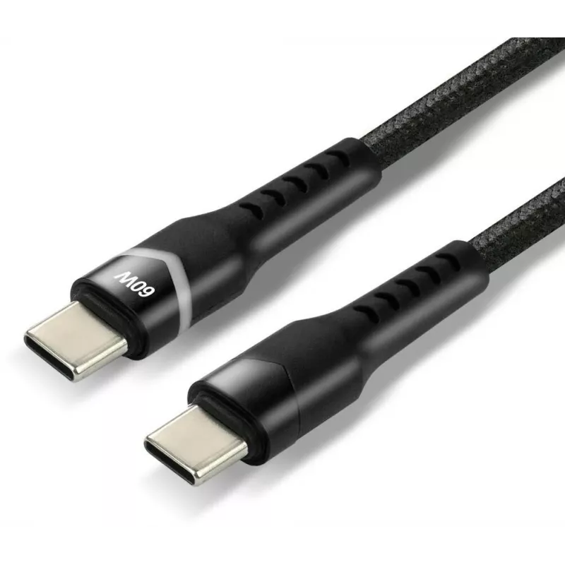 everActive CBB-2PDR USB-C į USB-C RGB LED pintas laidas 2m 3A 60W juodas