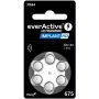 everActive ULTRASONIC IMPLANT HD 675 Cinko-oro klausos aparatų baterijos PR44 (6 vnt., be gyvsidabrio, 1,45 V, 650 mAh)