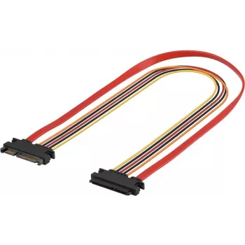 EXERTIS CONNECT SATA prailginimo kabelis, SATA 22 kontaktų vyriškas į SATA 22 kontaktų moterišką (5V + 12V), 0,5 m, SATA duomenų ir maitinimo sąsajos prailginimui, juodas 147500