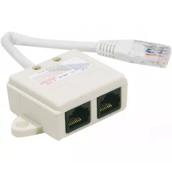 Exertis Connect telefono skirstytuvas RJ-45 vyriškas į 2x RJ-45 moteriškus, 10 cm, CAT 5e, dramblio kaulo spalvos 252470