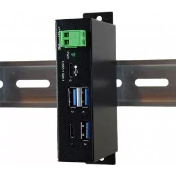 EXSYS EX-1195HMS Industrial 4-Port USB 3.1 Gen 1 Hub su USB-C, DIN-Rail Mount, 9-48V DC