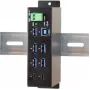 EXSYS EX-1197HMS 7 prievadų USB 3.1 Gen 1 pramoninis DIN bėgelio šakotuvas su DC maitinimu
