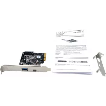 EXSYS EX-12002-2 PCIe x4 USB 3.2 Gen 2 Type-A dviejų prievadų host valdiklio plokštė
