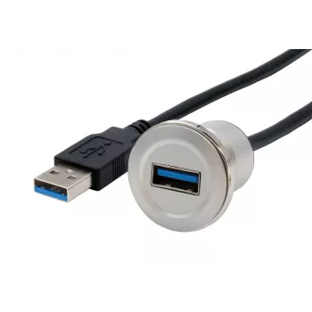 EXSYS EX-49186 USB 3.2 Gen 1 panelinis adapteris, USB-A moteriškas į vyrišką, 30 cm, metalinis